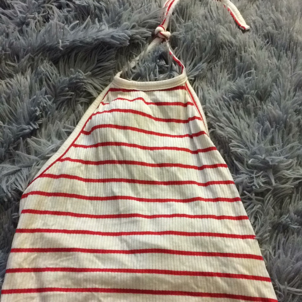 White with red stripes halter top